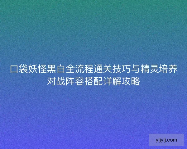 口袋妖怪黑白全流程通关技巧与精灵培养对战阵容搭配详解攻略